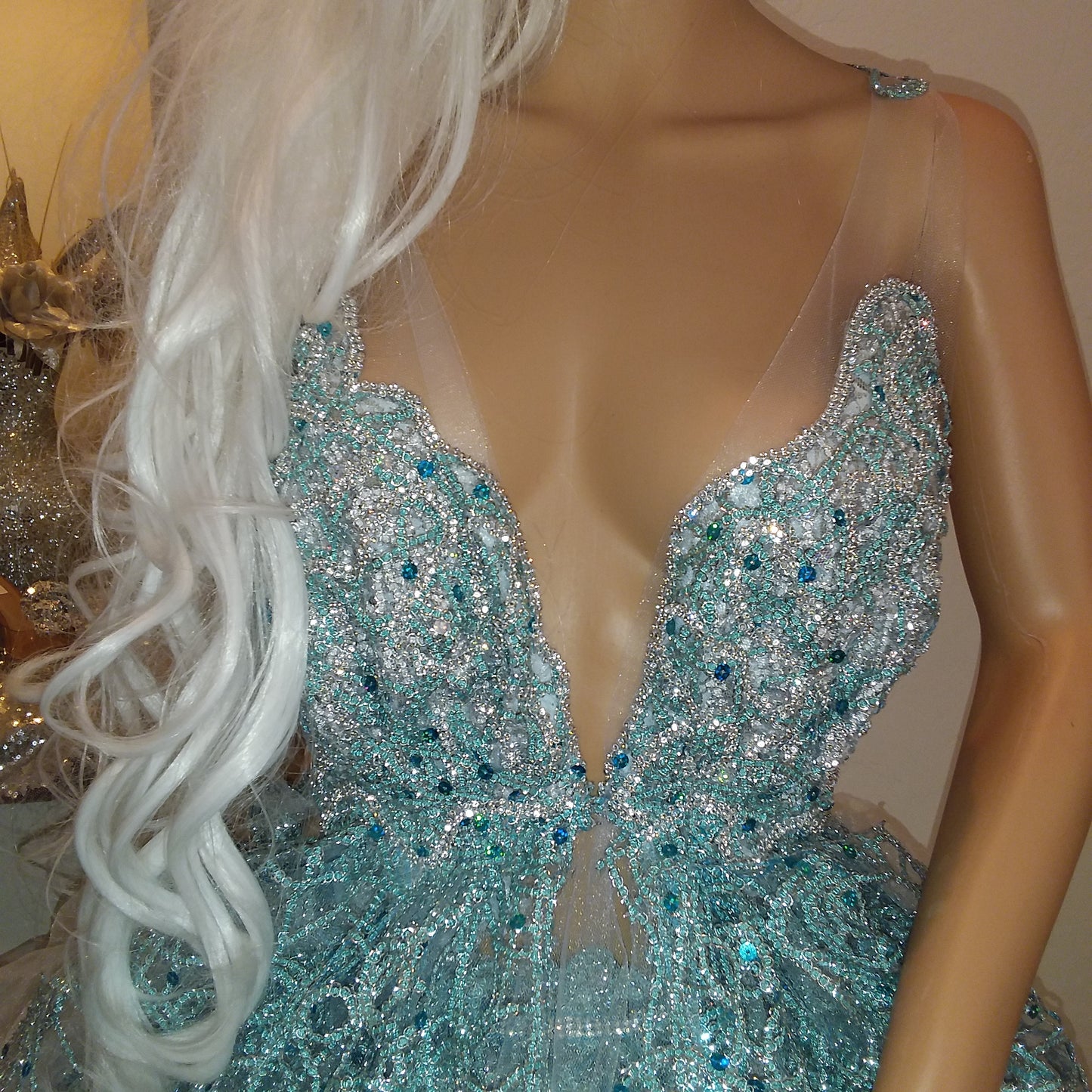 The "AMALI" Ocean Blue Sequin Lace Tulle Wedding Ballgown Set (Custom Order)
