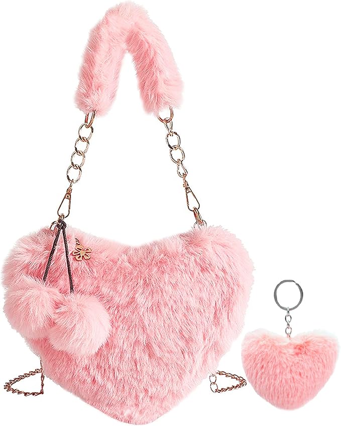 Fluffy Baby Pink Faux Fur Purse