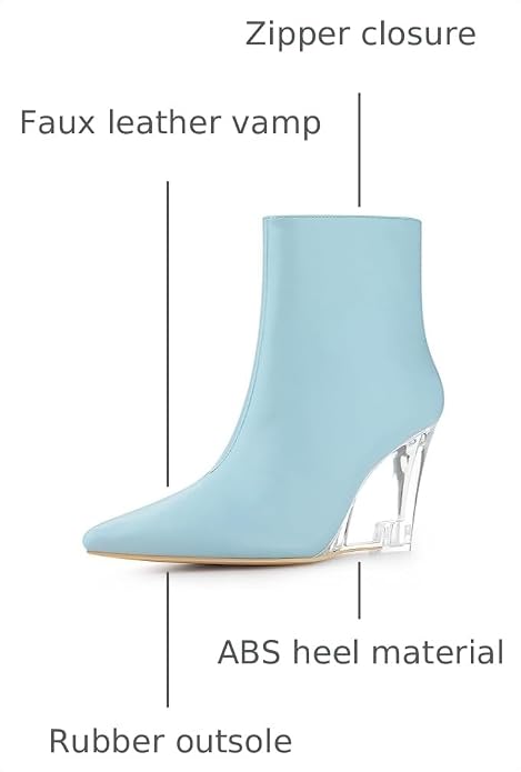 Chic Light Ocean Blue Mint Green clear Wedge Heel Ankle Boots
