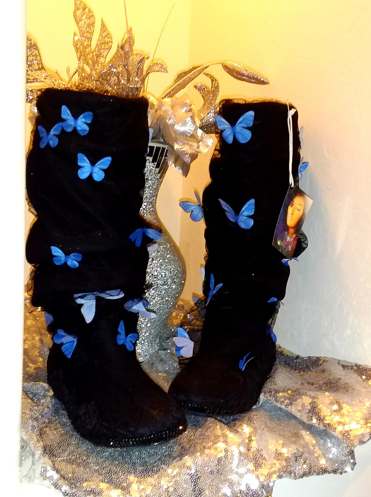🦋TEMPEST🦋 Custom Order Gothic Romance Black Multicolor Butterfly Lace & Tulle Wedding Ballgown Set
