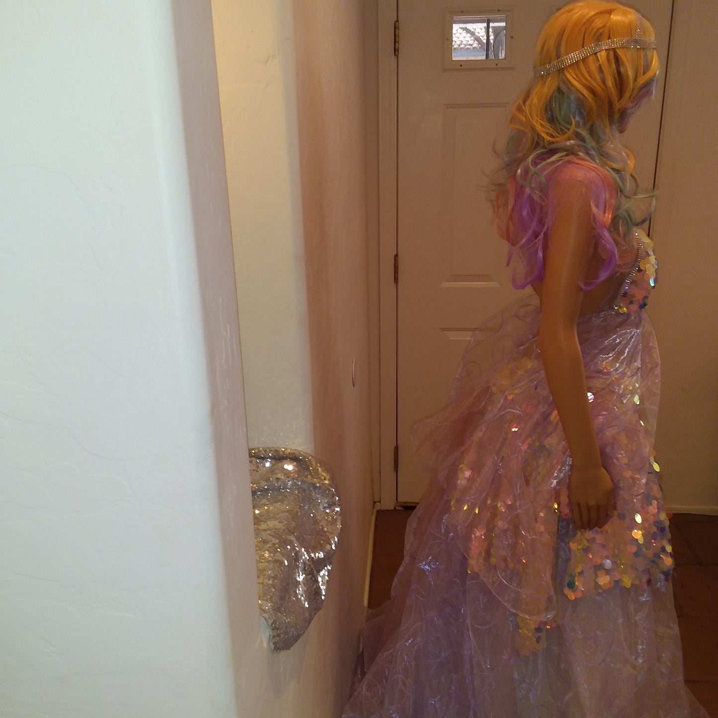The "CELESTE" Iridescent Unicorn Sequin Lavender Tulle Crystal Wedding Ballgown Set