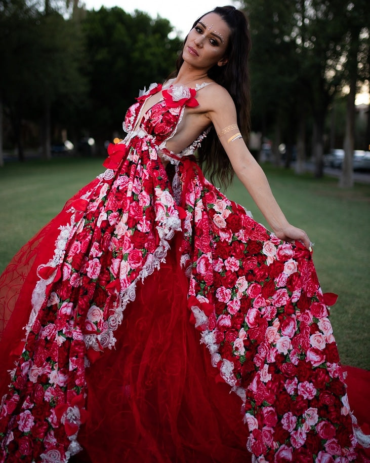 The 🌺LORELI🌺 Red & Pink Rose Garden Wedding Ballgown Set