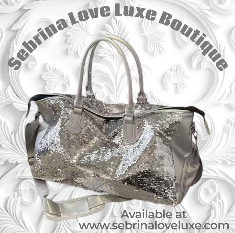 Beautiful Sparkling Silver Sequin Carry-on Overnight Luggage Bag