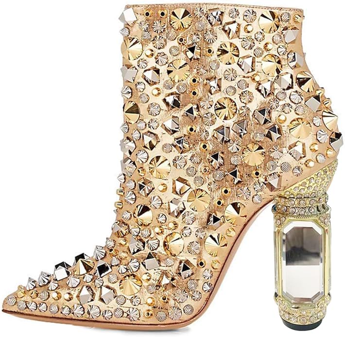 Beautified Black Bejeweled Ankle Boots