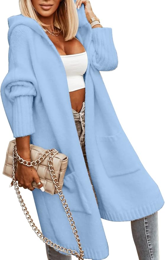 Cozy Baby Blue Maxi Cardigan Sweater