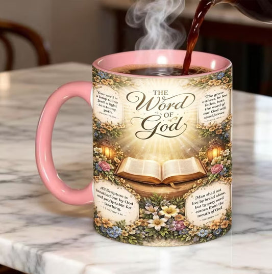 Beautiful Christian Pink Scripture Bible Verse Coffee Mug