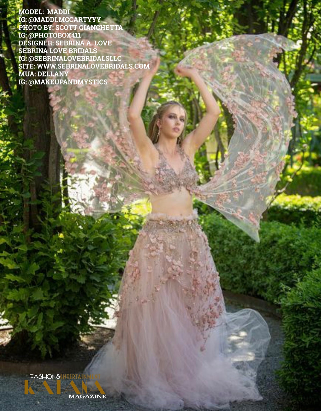 "TUSCANY" Blush & Gold 3D Floral Lace & Tulle Lehenga Wedding Babydoll Ballgown Set