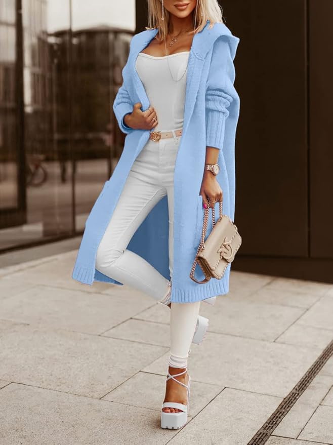 Cozy Baby Blue Maxi Cardigan Sweater
