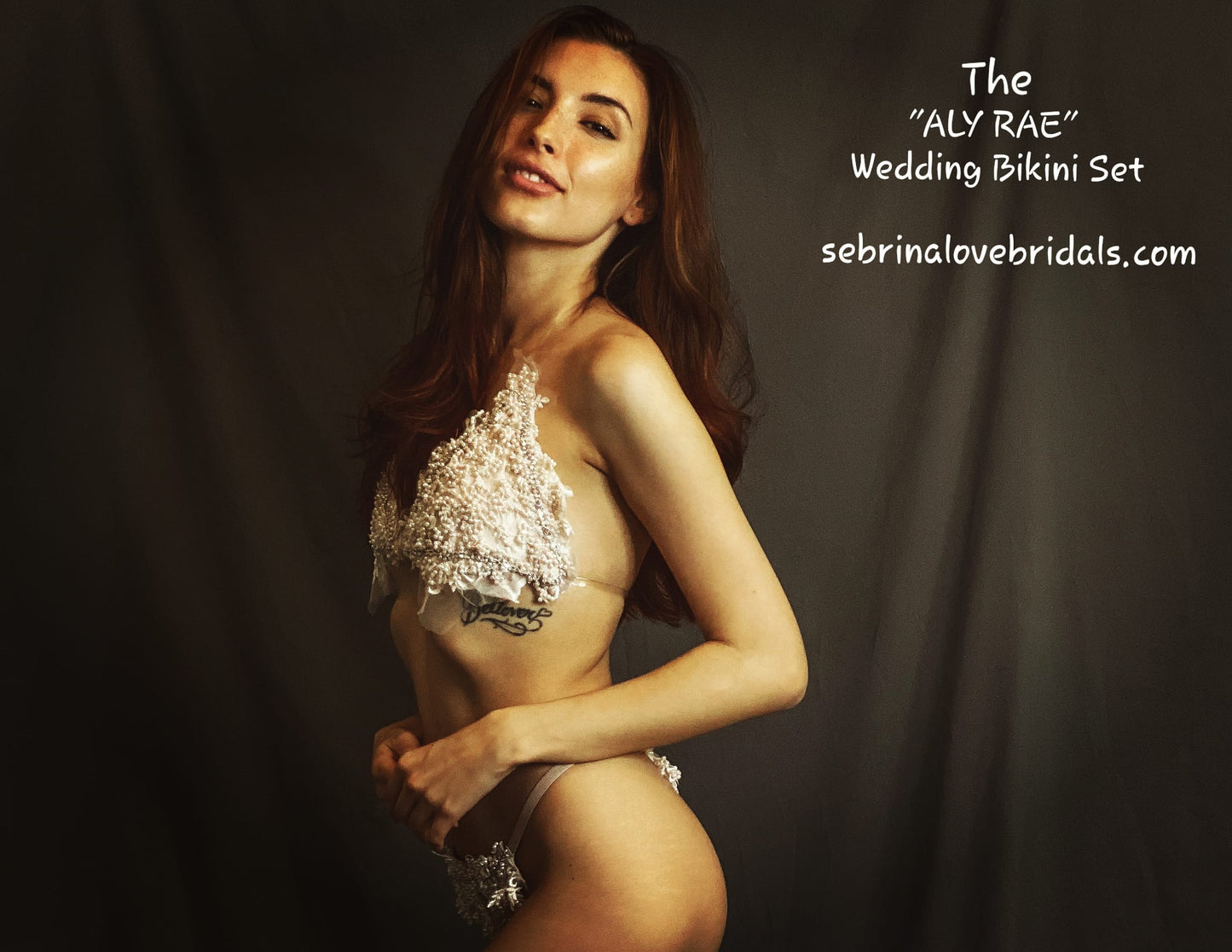 The "ALY RAE" Pink & Ivory Lace Pearl Crystal Beaded Tulle Bikini Beach Wedding Ballgown Set