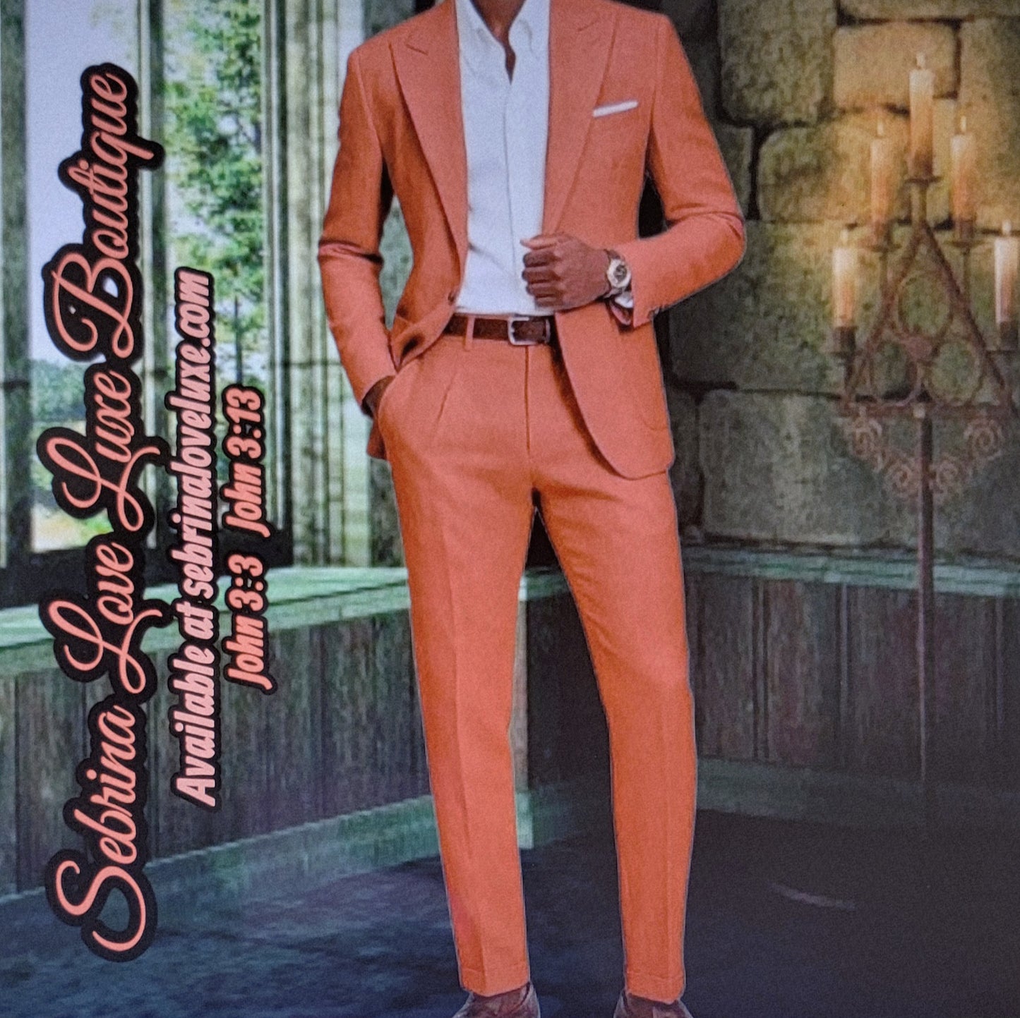Men's Rust Stone 2 Piece Jacket & Pants Suit