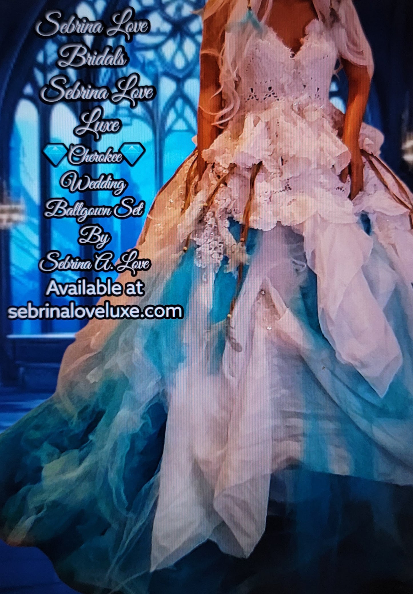 The 💎CHEROKEE 💎 White & Turquoise Boho Wedding Ballgown Set