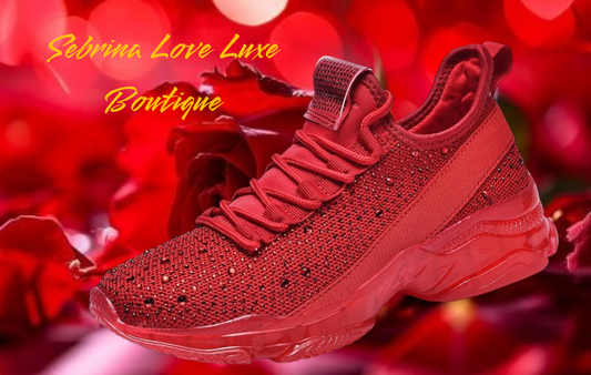 Red Rhinestone Crystal Diamante Embellished Sneakers