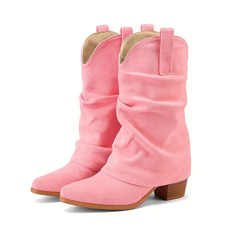 Pink Boho Festival Foldover Western Boots