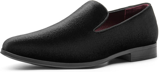Elegant Bruno Marc Black Velvet Men's Drivers Moccasin Loafers