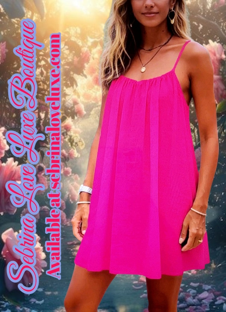 Flowy Deep Hot Pink Backless Dress