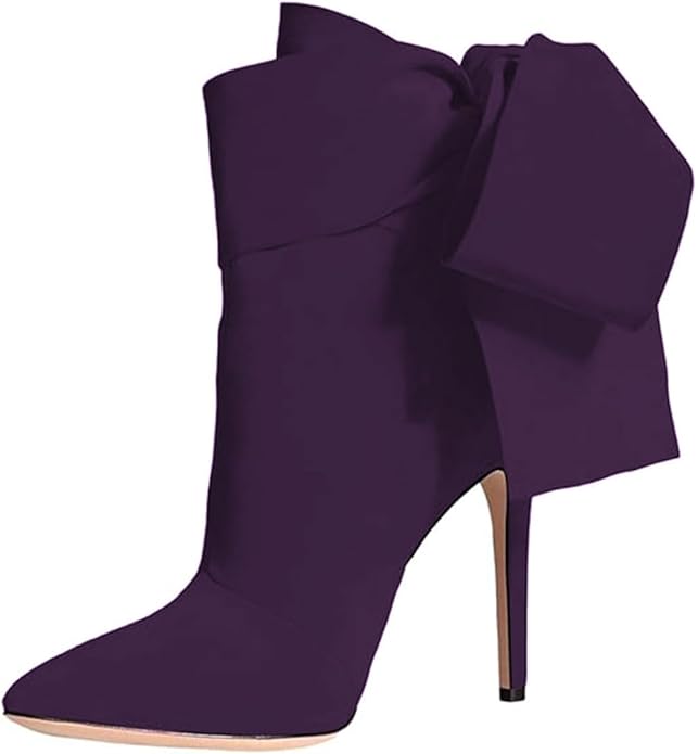 Sexy Purple Bow Detail Ankle Boots