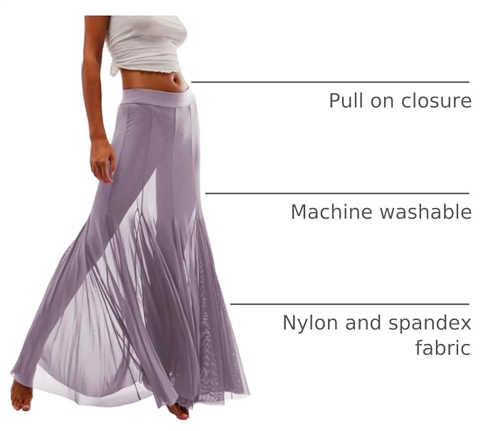 Chic Muted Lavender Sheer Powermesh Maxi Skirt