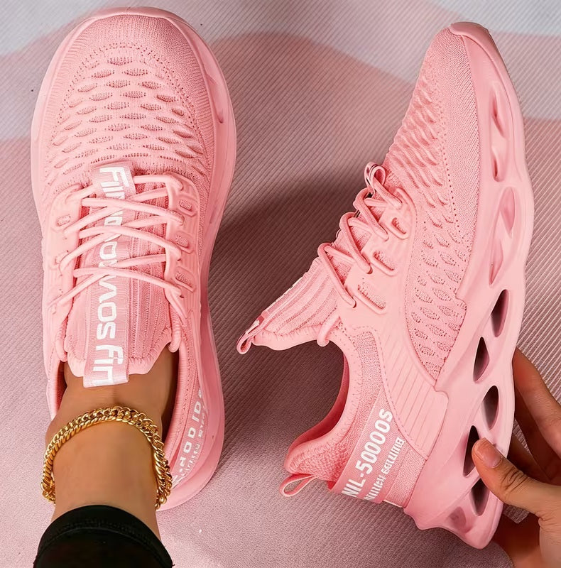 Cute Barbiecore Pink Breathable Knit Sneakers