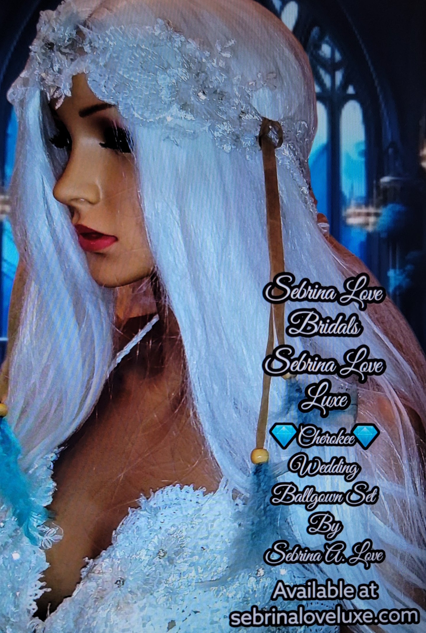 The 💎CHEROKEE 💎 White & Turquoise Boho Wedding Ballgown Set