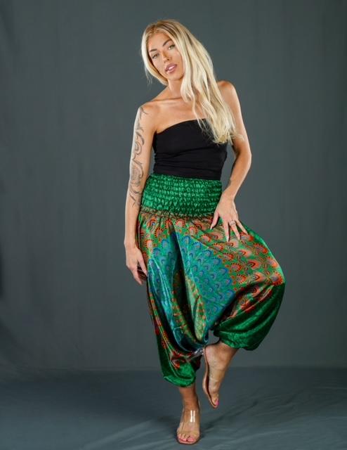 Boho Festival Green Harem Pants