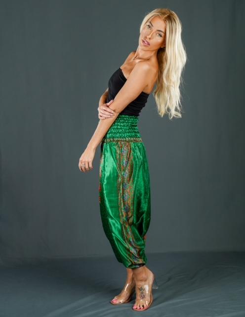 Boho Festival Green Harem Pants